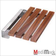 Load image into Gallery viewer, SHOWER SEAT WITH TIMBER SLATTED SEAT