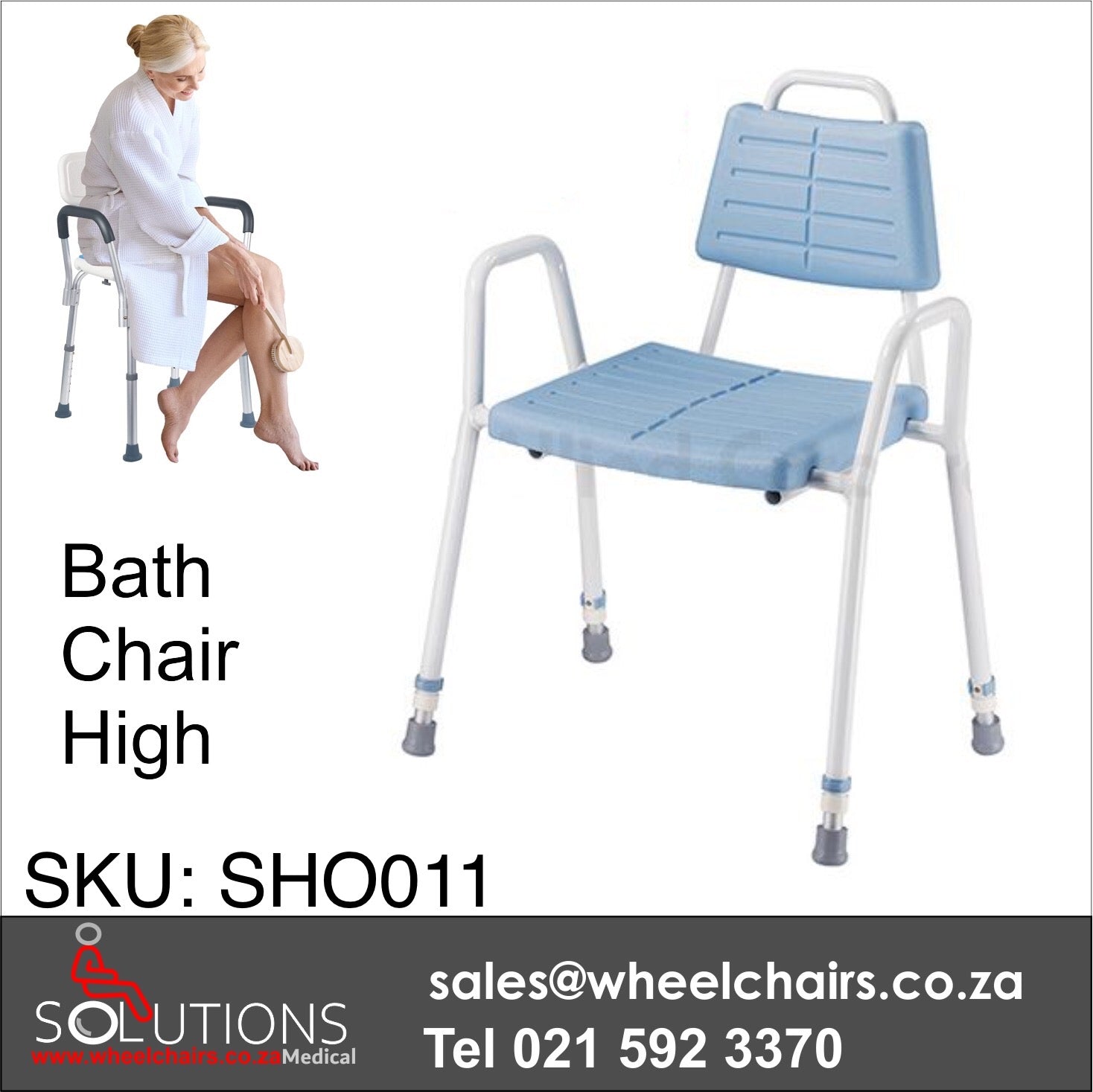 High Shower Chair with Backrest