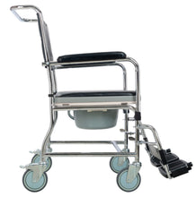 Load image into Gallery viewer, COMMODE WITH FOOTRESTS AND WHEELS
