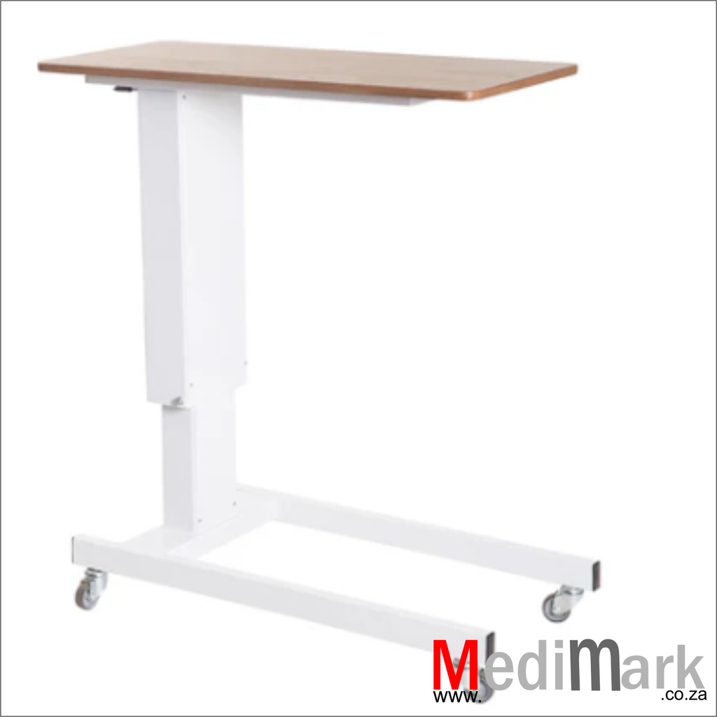 OVERBED TABLE HYDRAULIC HEIGHT ADJ WWOD TOP
