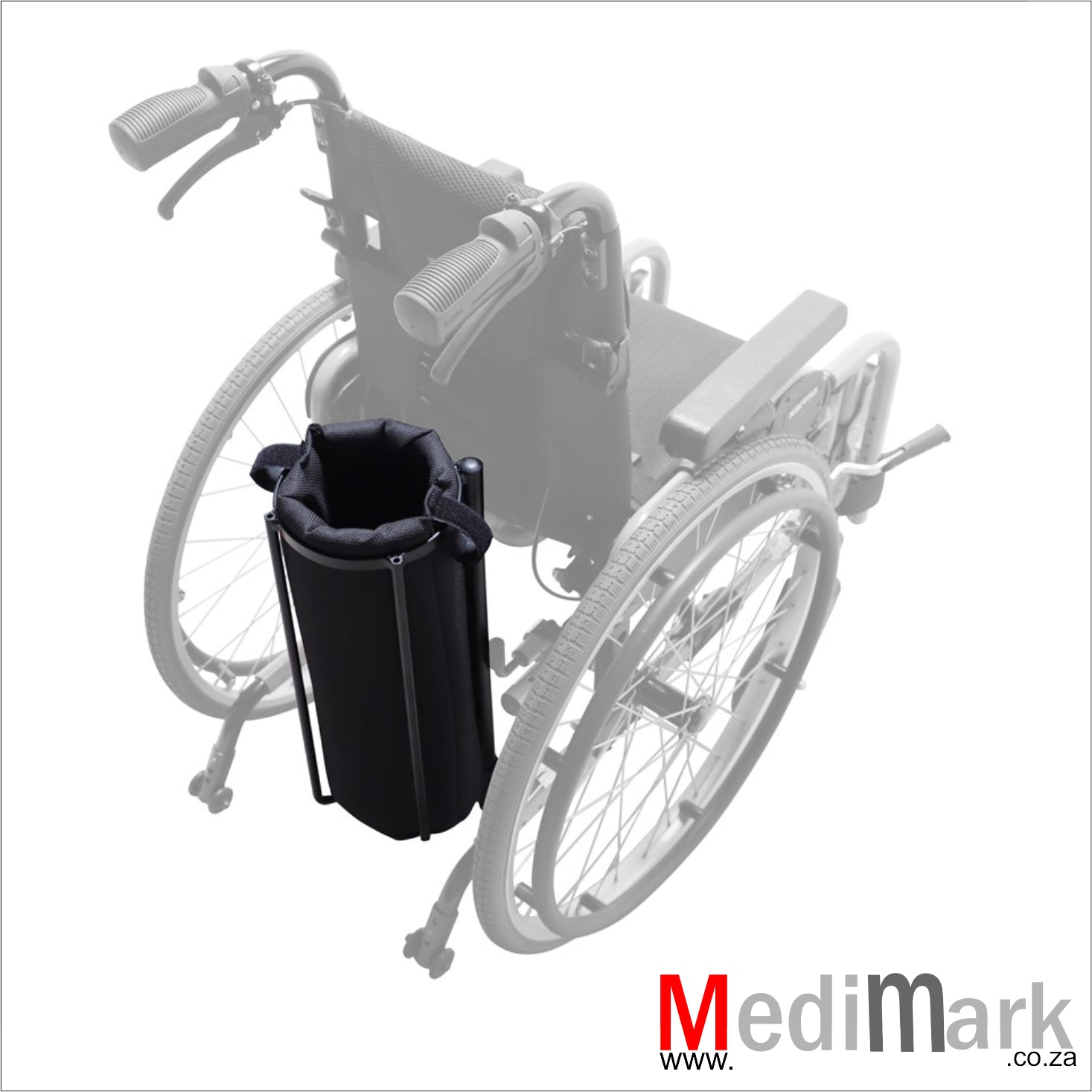 Oxygen Holder for wheelchair aluminium www.medimark.co.za