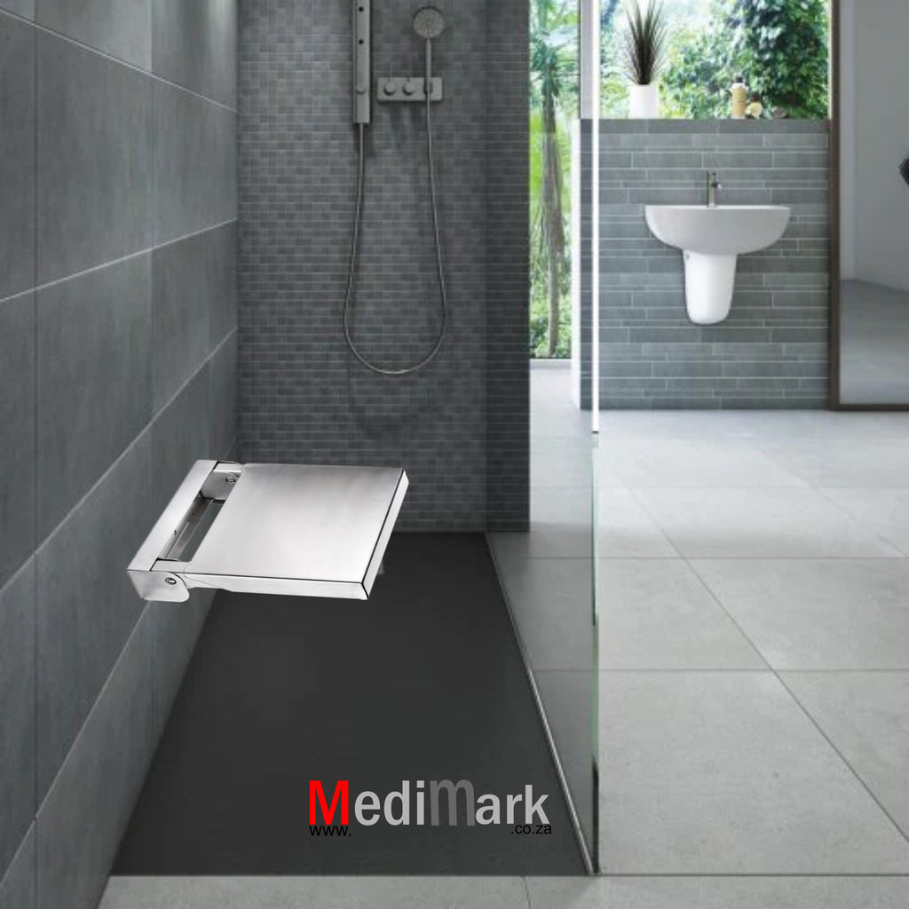 SHOWER SEAT PLAIN STAINLESS STEEL FOLD UP