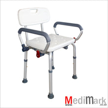 Load image into Gallery viewer, Shower chair with drop down arms
