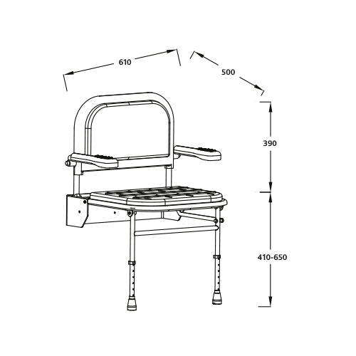 Shower seat wall mounted flip up