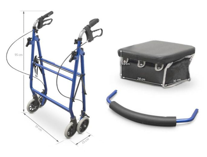 Walker Rollator Four wheeled with brakes
